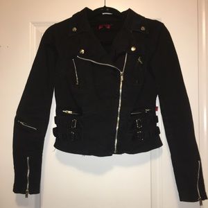 TRIPP NYC Vintage Goth Cropped Denim Moto Jacket